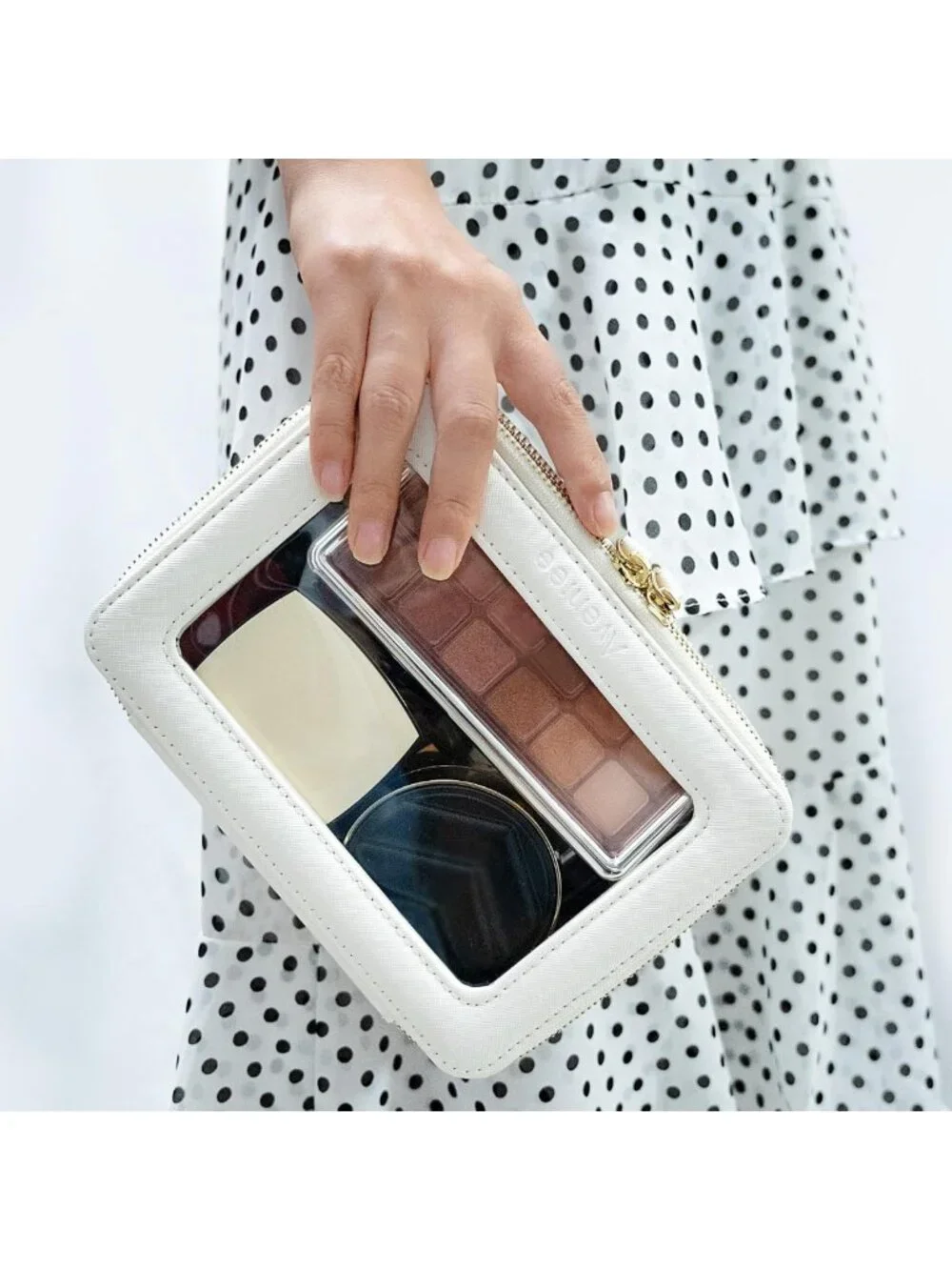 Clear Makeup Bag Organizer for Travel | Toiletry & Cosmetic Case Pouch, Medium